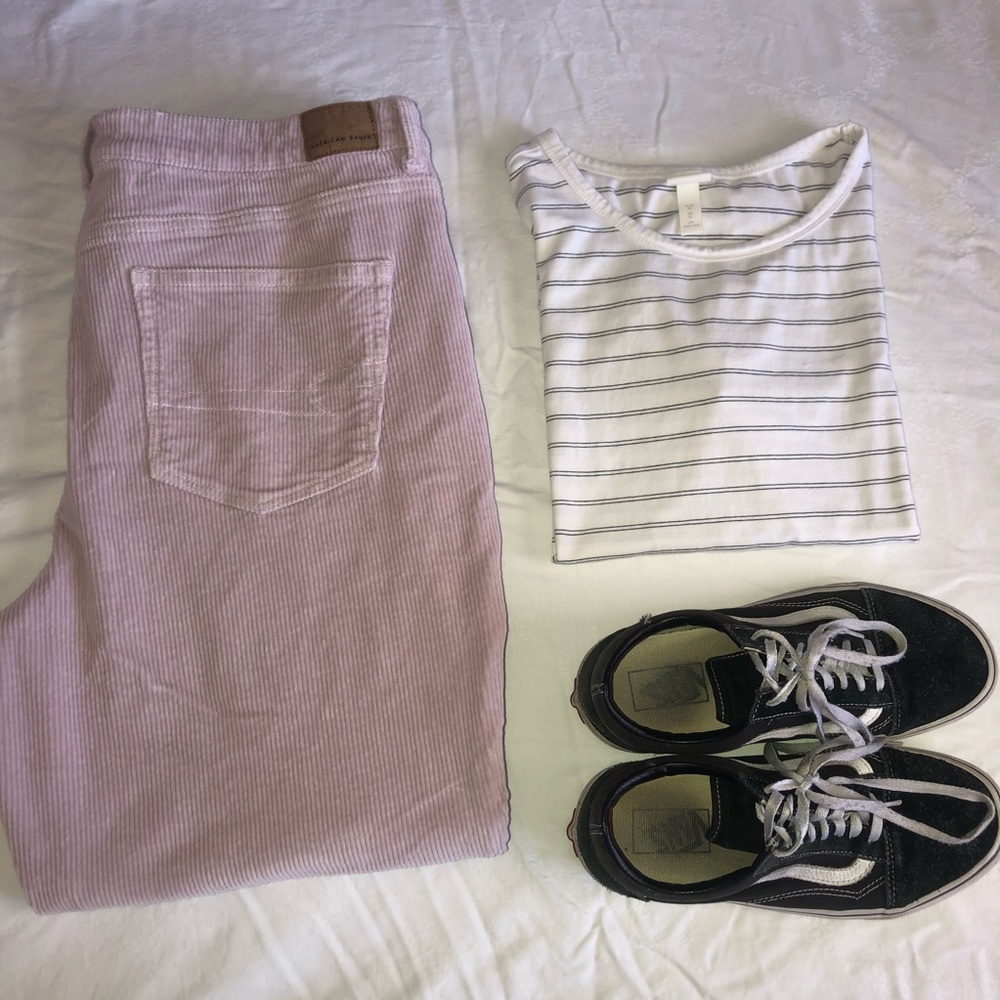 Pink Corduroy American Eagle Mom Jeans